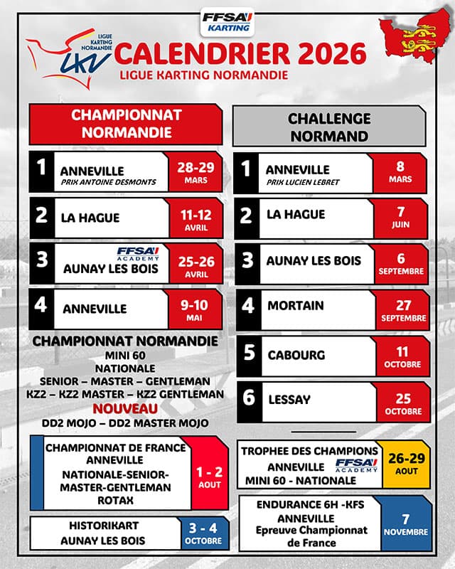 Calendrier 2026 Challenge Normand LKN
